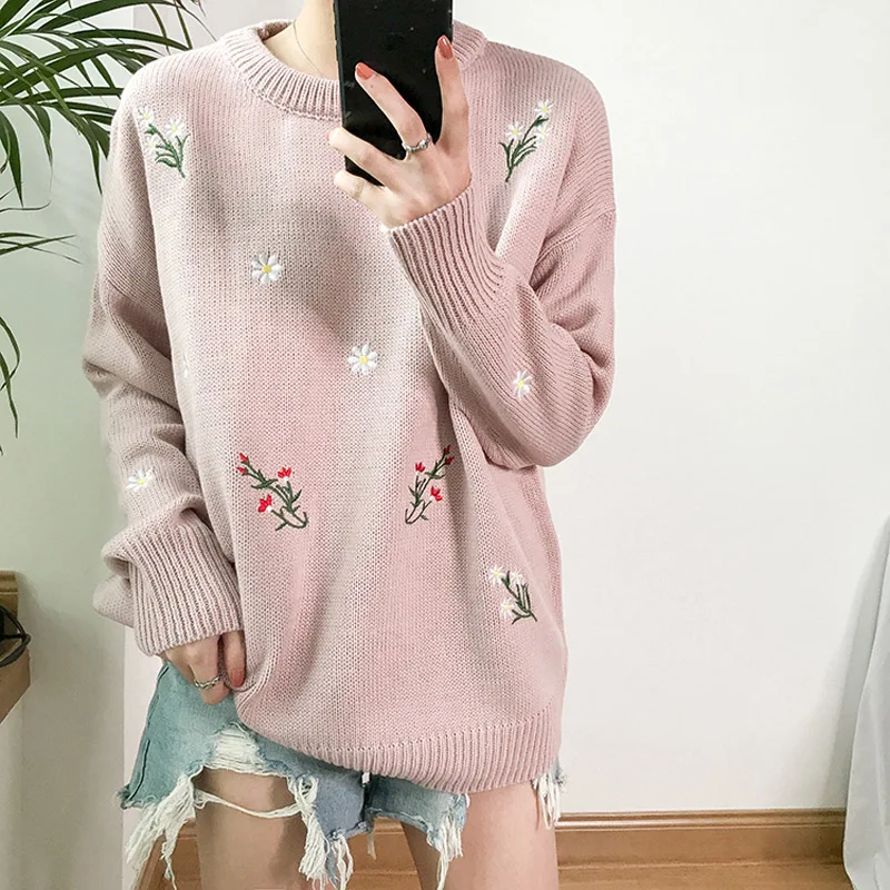 New Japan Style Little Flower Embroidery Knitted Sweater Women Autumn Winter Long Sleeve Pullovers Jumpers Woman Casual Sweaters
New Japan Style Little Flower Embroidery Knitted Sweater Women Autumn Winter Long Sleeve Pullovers Jumpers Woman Casual Sweaters