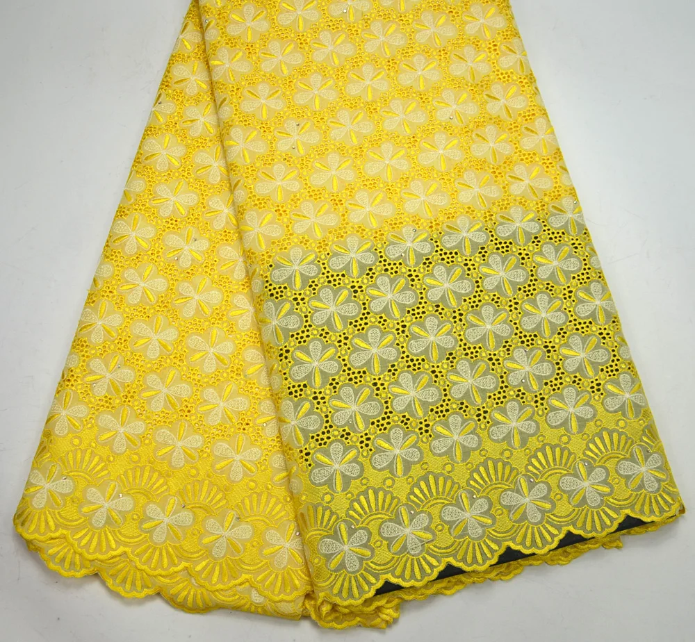 

high quality Latest Swiss Design Excellent Yellow Swiss Voile lace fabrics For Men Tradtional wedding lace fabrics