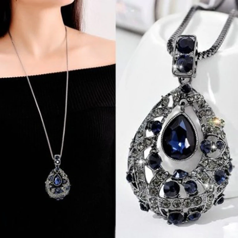 F&U Vintage Crystal Waterdrop Pendant Long Necklace Female Winter Sweater Chain All-match Accessories Fine For Woman
F&U Vintage Crystal Waterdrop Pendant Long Necklace Female Winter Sweater Chain All-match Accessories Fine For Woman