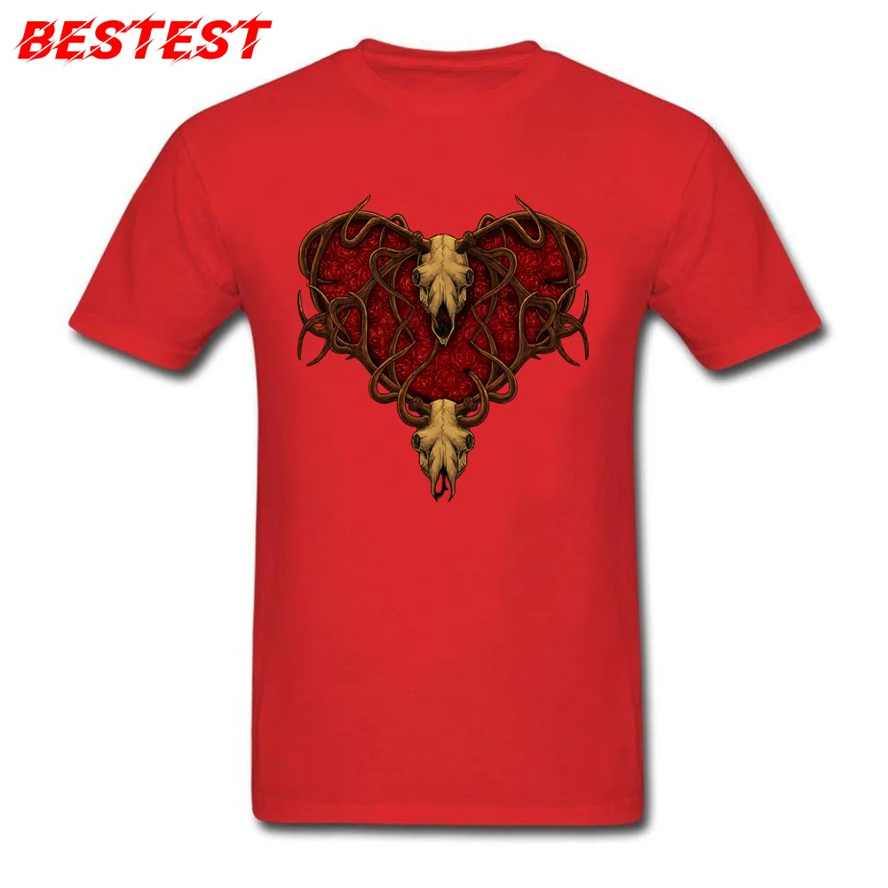 Heart Men Oversized Normal Tops Shirts Round Collar Summer/Autumn Cotton Top T-shirts Printed Short Sleeve T Shirt Heart red