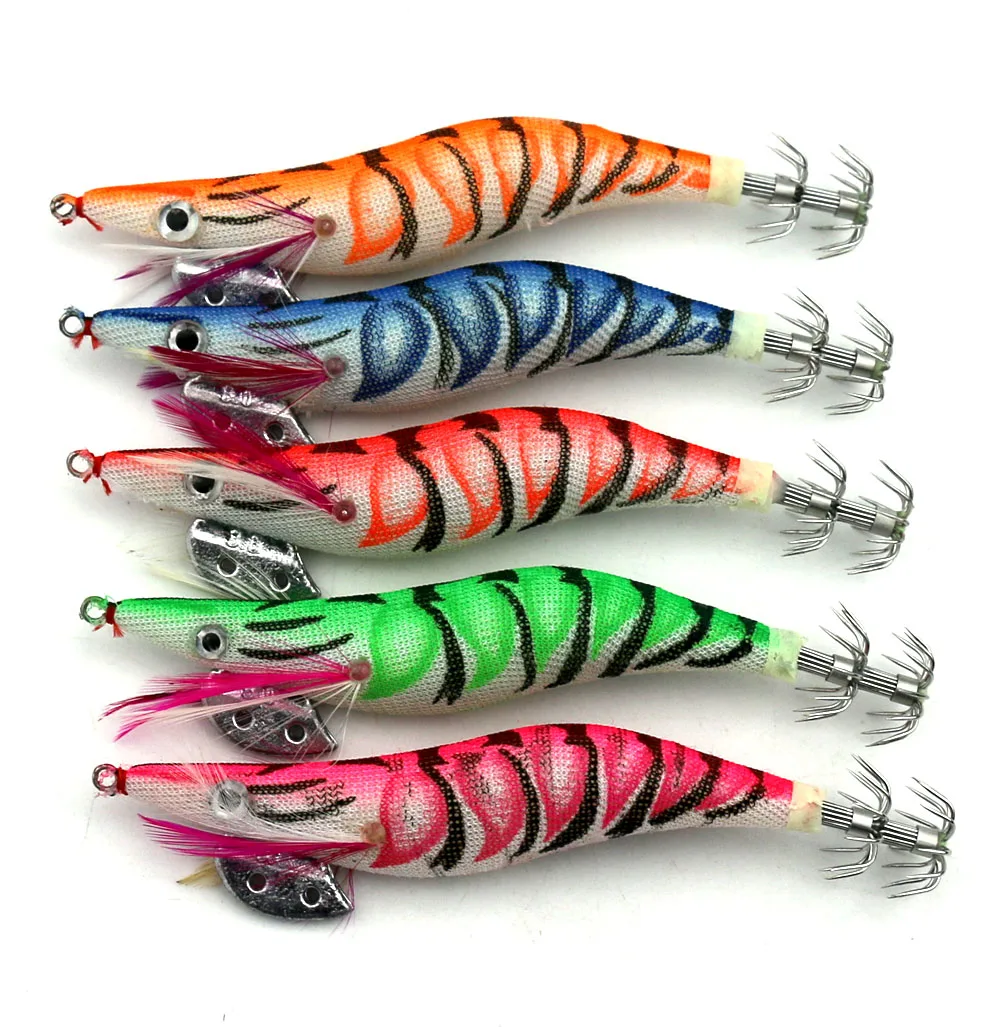Hot 5pcs Squid Jigs Hook Artificial Shrimp Fishing Lures Light Wooden Baits For Tackles 12cm 14.5g
Hot 5pcs Squid Jigs Hook Artificial Shrimp Fishing Lures Light Wooden Baits For Tackles 12cm 14.5g