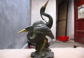 song voge gem S0319 Chinese Folk old Bronze Copper Carved Two Red-crowned Crane Statue
song voge gem S0319 Chinese Folk old Bronze Copper Carved Two Red-crowned Crane Statue