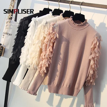 Flower Mesh Women Sweaters Turtleneck Knitting Tops Female Puff Sleeve Pullovers Casual Pull Femme Cashmere Winter Jumpers 2019
Flower Mesh Women Sweaters Turtleneck Knitting Tops Female Puff Sleeve Pullovers Casual Pull Femme Cashmere Winter Jumpers 2019