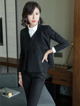 Uniform Designs Formal 4 Piece Pantsuits With Jackets And Pants And Vest Coat & Waistcoat And Blouses For Women Business Sets
Uniform Designs Formal 4 Piece Pantsuits With Jackets And Pants And Vest Coat & Waistcoat And Blouses For Women Business Sets