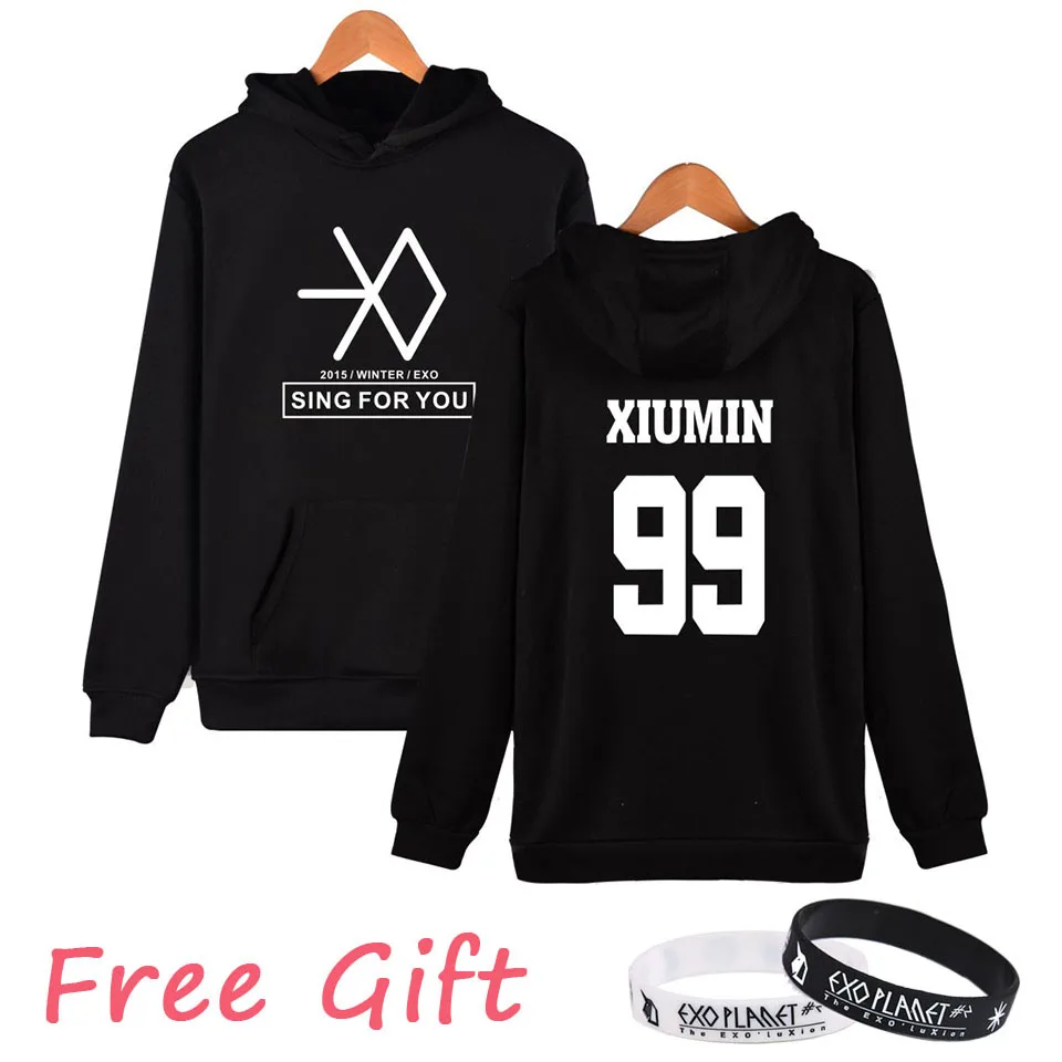 New Brand K-POP EXO SING FOR YOU Album Design Hoodies Black Hooded Sweatshirt Fashion Hip Hop Tracksuit XIUMIN KRIS Uniform
New Brand K-POP EXO SING FOR YOU Album Design Hoodies Black Hooded Sweatshirt Fashion Hip Hop Tracksuit XIUMIN KRIS Uniform