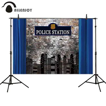 

Allenjoy photography backdrop police station theme party brick wall city background photocall studio photoshoot portrait