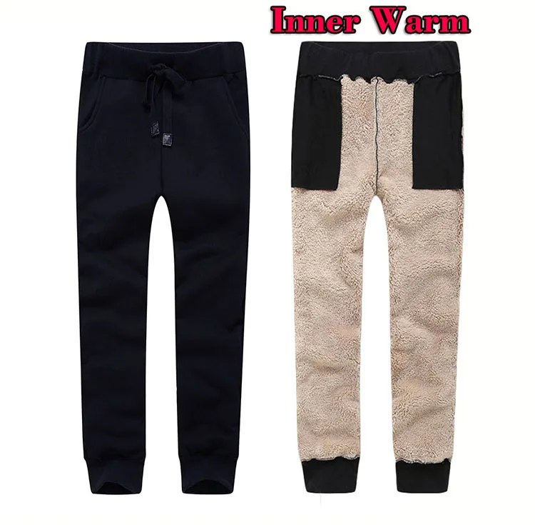 Aolamegs Men Casual Pants Winter Warm Fleece Sweatpants Slim Fit Plus Velvet Trousers Men Women Couples Drawstring Pants S-4XL (8)