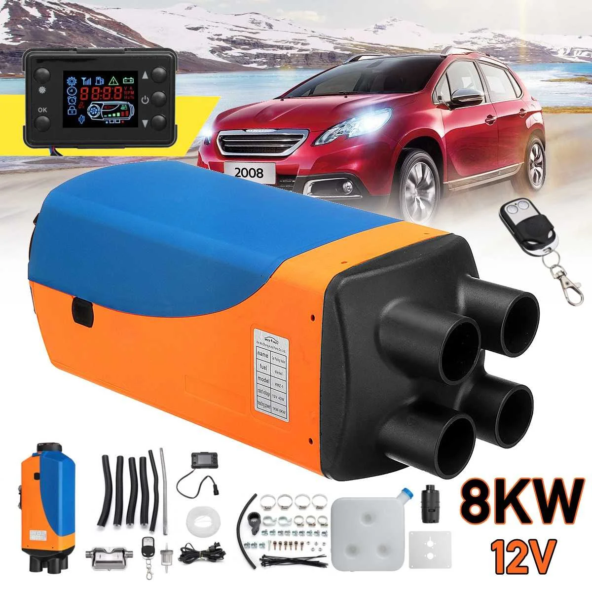 Car Heater 12V 8KW Parking Air Diesels Heater LCD Monitor 4 Hole with Remote Control + Silencer For Motorhome RV Trucks Bus Boat
Car Heater 12V 8KW Parking Air Diesels Heater LCD Monitor 4 Hole with Remote Control + Silencer For Motorhome RV Trucks Bus Boat