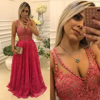 Sexy Long Red Lace Prom Dresses Sexy Sheer V Neck Applique Pearls Sexy Backless Formal Dress Cheap Evening Party Gowns
Sexy Long Red Lace Prom Dresses Sexy Sheer V Neck Applique Pearls Sexy Backless Formal Dress Cheap Evening Party Gowns