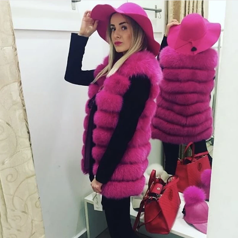 EIFURKOP Women real fox fur vest rose red horizontal row strips natural fur coat fashion jacket gilet female fur waistcoat
EIFURKOP Women real fox fur vest rose red horizontal row strips natural fur coat fashion jacket gilet female fur waistcoat