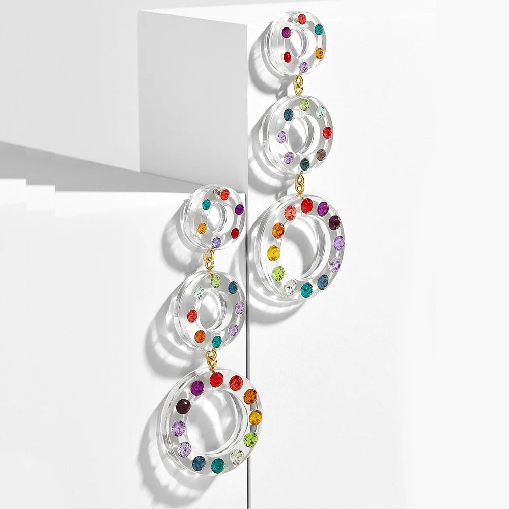 New Fashion Clear Transparent Resin Drop Dangle Earring for Women Multicolor Rhinestone Long Chain Round Earring Party Jewelry
New Fashion Clear Transparent Resin Drop Dangle Earring for Women Multicolor Rhinestone Long Chain Round Earring Party Jewelry
