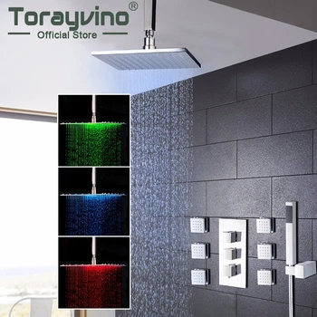Thermostatic LED Bathroom Shower Set Brass Chrome Mounted Shower Faucet 10" Shower Head Water Saving Nozzle High Pressure
Thermostatic LED Bathroom Shower Set Brass Chrome Mounted Shower Faucet 10" Shower Head Water Saving Nozzle High Pressure