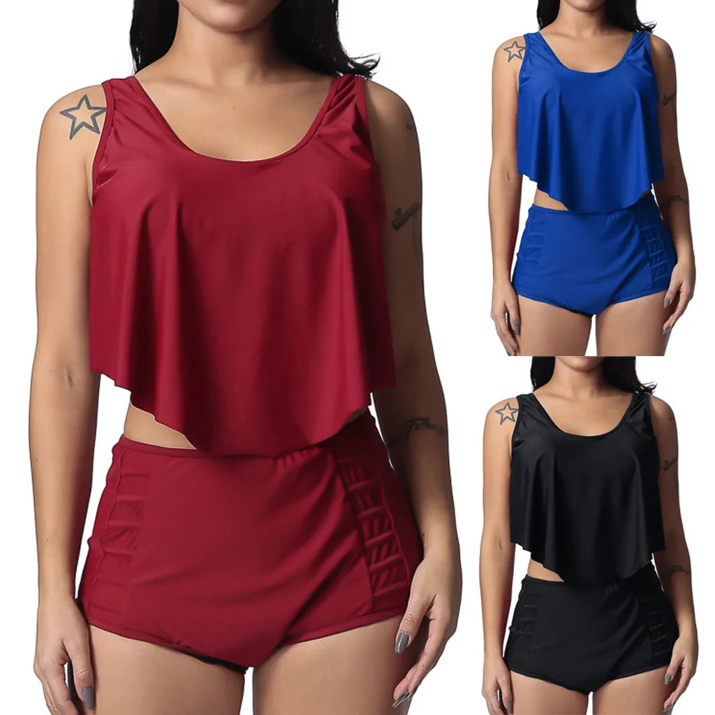 Women's Plus Size 4XL Soild Color Red Blue Black High Waist Flounce Beach Two Pieces Tankini Beachwear Swimsuit Swimwear Bikinis
Women's Plus Size 4XL Soild Color Red Blue Black High Waist Flounce Beach Two Pieces Tankini Beachwear Swimsuit Swimwear Bikinis