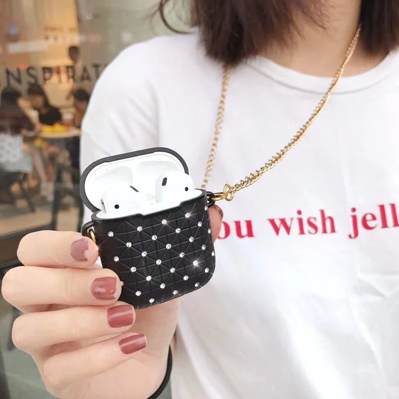 Luxury Brand Sparkling diamond Square soft Silicone Bluetooth Wireless Earphone Case For Apple AirPods 1 2 Lanyard Box Headset
Luxury Brand Sparkling diamond Square soft Silicone Bluetooth Wireless Earphone Case For Apple AirPods 1 2 Lanyard Box Headset