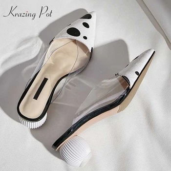 Krazing Pot hot horsehair real leather round high heel summer spot prints pointed toe streetwear model slip on jelly sandals L27
Krazing Pot hot horsehair real leather round high heel summer spot prints pointed toe streetwear model slip on jelly sandals L27