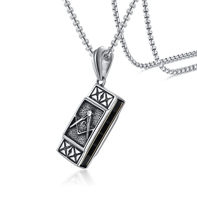 Punk Vintage Style Freemasonry Masonic Pendants Necklaces Harmonica Shape 316L Stainless Steel Jewelry for Men Gift with chain
Punk Vintage Style Freemasonry Masonic Pendants Necklaces Harmonica Shape 316L Stainless Steel Jewelry for Men Gift with chain