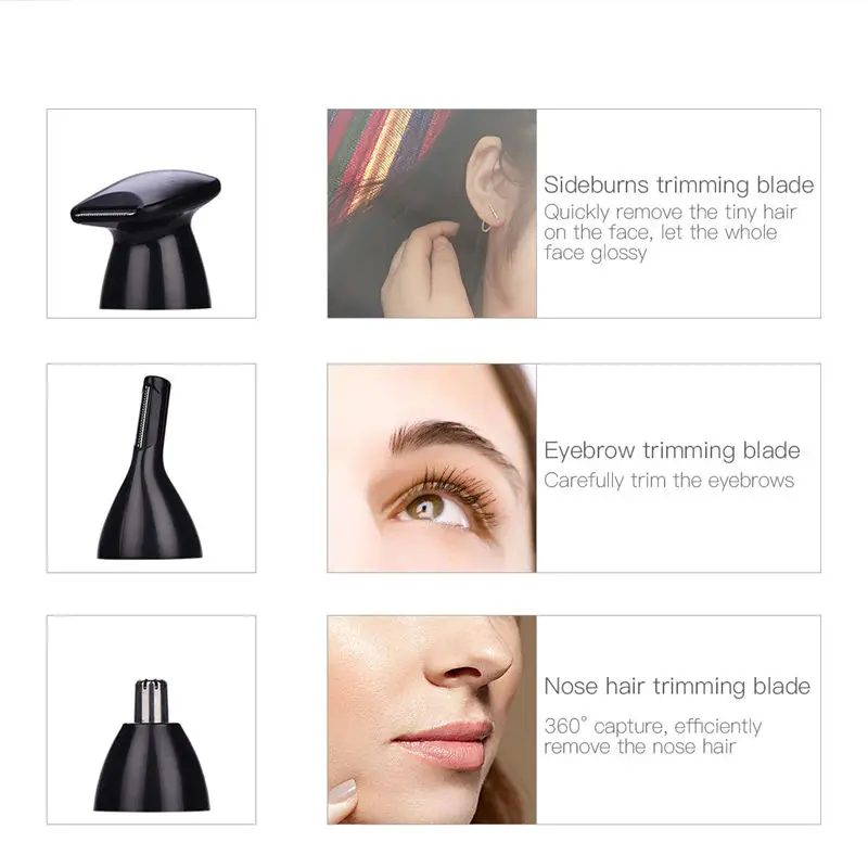 4in1 Eyebrow Trimmer Bikini Trimmer Nose Hair Trimer Facial Hair