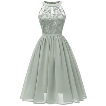 Elegant Women Lace dress Sleeveless High Waist Halter Pleated Swing Midi Slim Dress Vintage Flower Dress for Wedding Bridesmaid
Elegant Women Lace dress Sleeveless High Waist Halter Pleated Swing Midi Slim Dress Vintage Flower Dress for Wedding Bridesmaid
