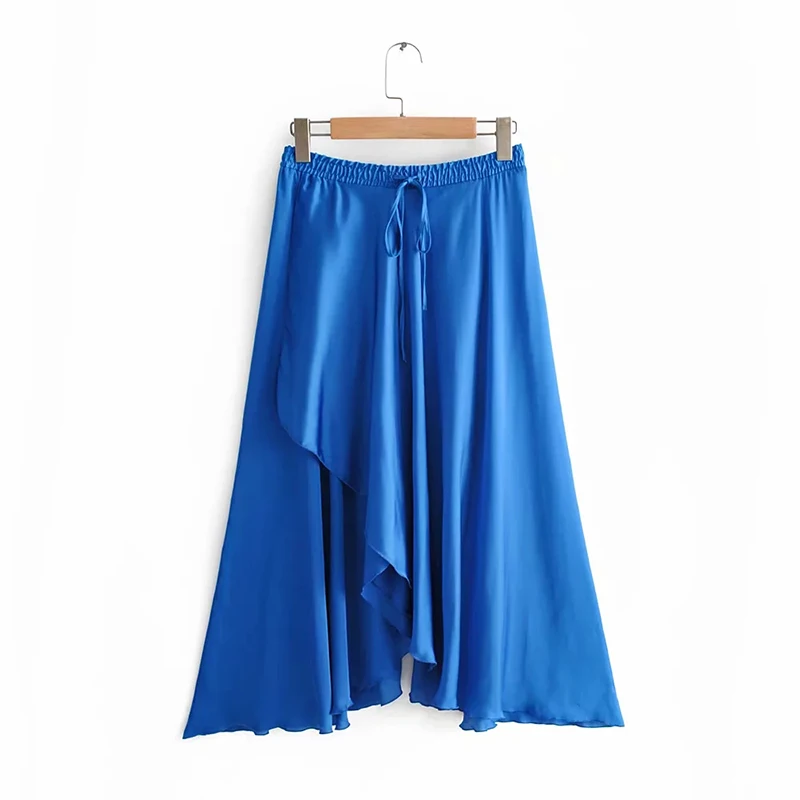 Women Silk Satin Summer Blue Long Skirts 2019 Female Elastic High Waist With Lace Up Chic Asymmetrical Solid Skirt faldas Femme
Women Silk Satin Summer Blue Long Skirts 2019 Female Elastic High Waist With Lace Up Chic Asymmetrical Solid Skirt faldas Femme