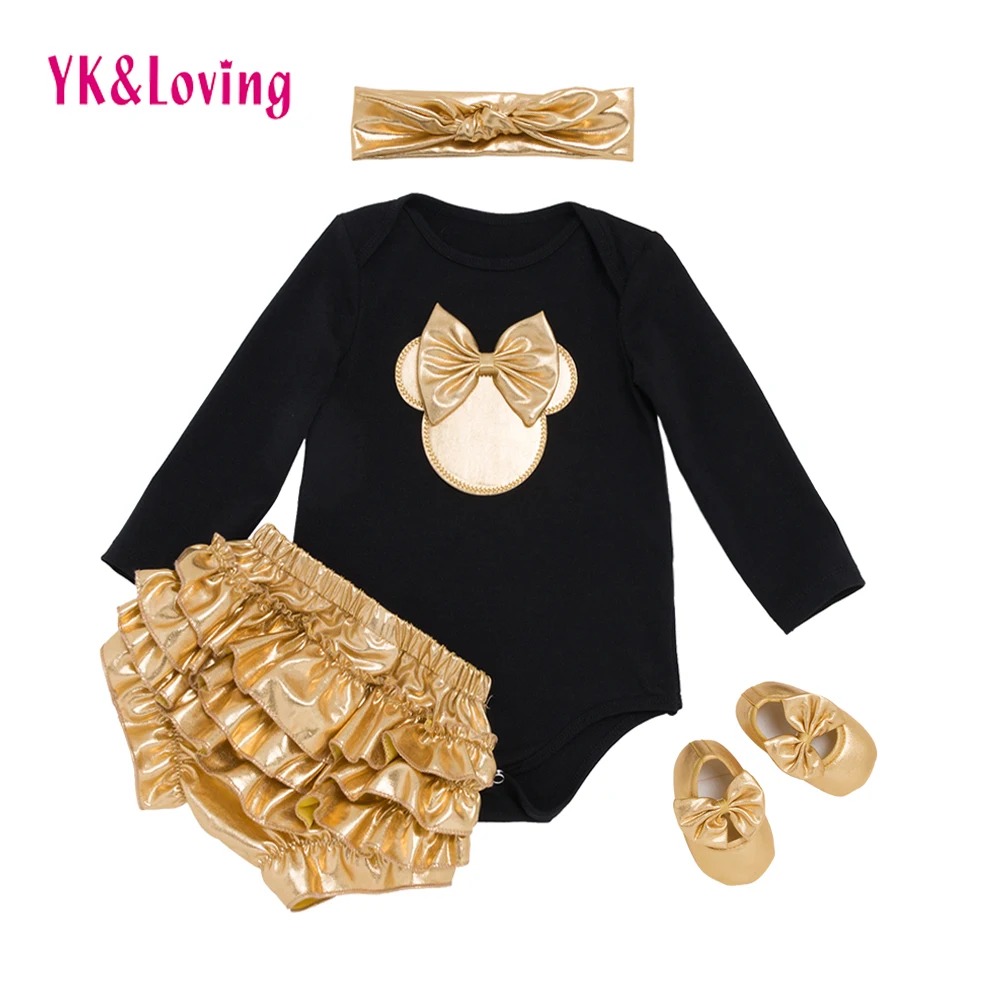 YK&Loving Black Girls Clothes Sets with Golden Bloomer+Golden Shoes+Hairband 4pcs for 0-2years Girls 2017 New Clothes F3011
YK&Loving Black Girls Clothes Sets with Golden Bloomer+Golden Shoes+Hairband 4pcs for 0-2years Girls 2017 New Clothes F3011