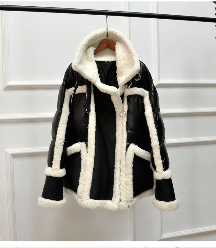 genuine leather and fur duck down coat silver (12)