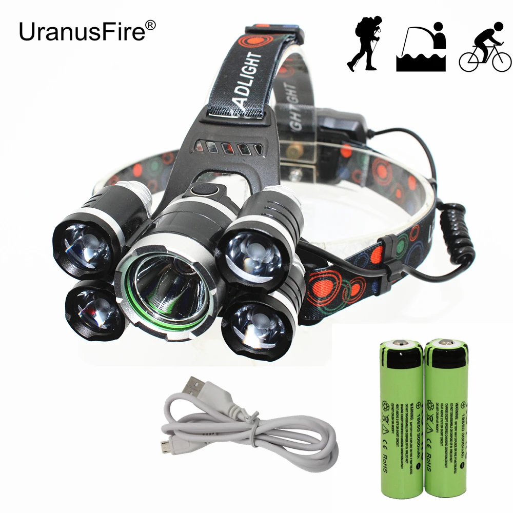 Headlamp 5 LED Headlight T6/Q5 LED Lanterna USB Rechargeable Head Lamp Hunting Light Flashlight + 18650 Battery + USB Charger
Headlamp 5 LED Headlight T6/Q5 LED Lanterna USB Rechargeable Head Lamp Hunting Light Flashlight + 18650 Battery + USB Charger
