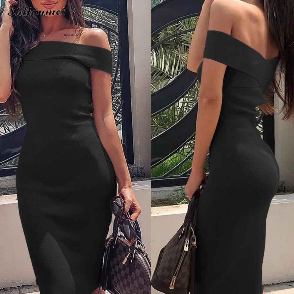 Summer Slim Dress Women Elegant Evevning Party Vestidos Sexy Off Shoulder Backless Bodycon Dress Wrapped Chest Female Club Robe
Summer Slim Dress Women Elegant Evevning Party Vestidos Sexy Off Shoulder Backless Bodycon Dress Wrapped Chest Female Club Robe