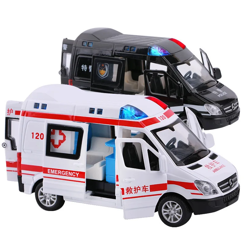 1:32 Hospital Rescue Ambulance Police Metal Cars Model Pull Back Sound and Light Alloy Diecast car toys for children
1:32 Hospital Rescue Ambulance Police Metal Cars Model Pull Back Sound and Light Alloy Diecast car toys for children