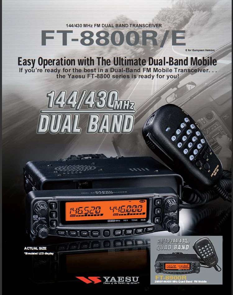 YAESU FT-8800R mobile transceiver dual band dual display dual standby car radio Output power 50Watts
YAESU FT-8800R mobile transceiver dual band dual display dual standby car radio Output power 50Watts
