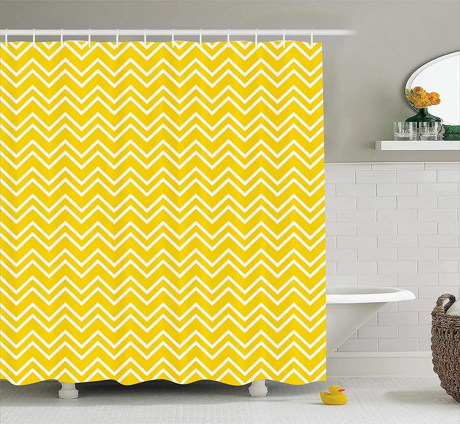 Yellow Decor Shower Curtain Zig Zag Chevron Pattern in Yellow and White Modern Inspired Art Print Fabric Bathroom Decor
Yellow Decor Shower Curtain Zig Zag Chevron Pattern in Yellow and White Modern Inspired Art Print Fabric Bathroom Decor