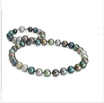 Natural 18" 8-9mm tahitian black multicolor pearl necklace925silver AAA 
Natural 18" 8-9mm tahitian black multicolor pearl necklace925silver AAA