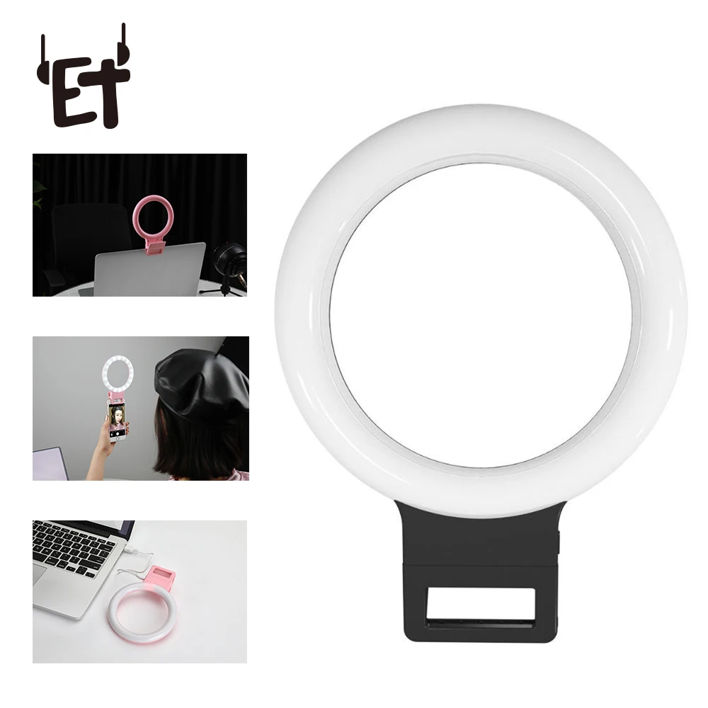 ET Portable LED Selfie Ring Light Clip on Phone Ring Lamp for iOS Android Phones Laptop 3 Modes Photography Ring Selfie Ring
ET Portable LED Selfie Ring Light Clip on Phone Ring Lamp for iOS Android Phones Laptop 3 Modes Photography Ring Selfie Ring
