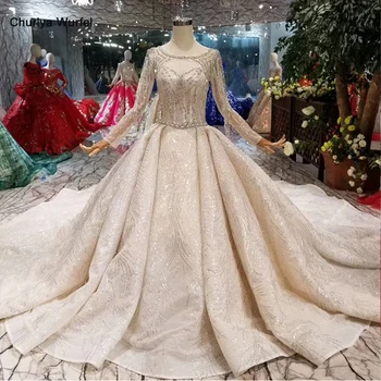 LS11291 luxury crystal wedding dresses royal train o-neck long sleeve shiny bride dress wedding gown 2020 new fashion mariage
LS11291 luxury crystal wedding dresses royal train o-neck long sleeve shiny bride dress wedding gown 2020 new fashion mariage