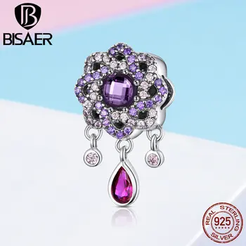 BISAER Genuine 925 Sterling Silver Purple CZ Flower Charms Zircon Geometric Flower Beads fit for Silver 925 Jewelry ECC1075 
BISAER Genuine 925 Sterling Silver Purple CZ Flower Charms Zircon Geometric Flower Beads fit for Silver 925 Jewelry ECC1075