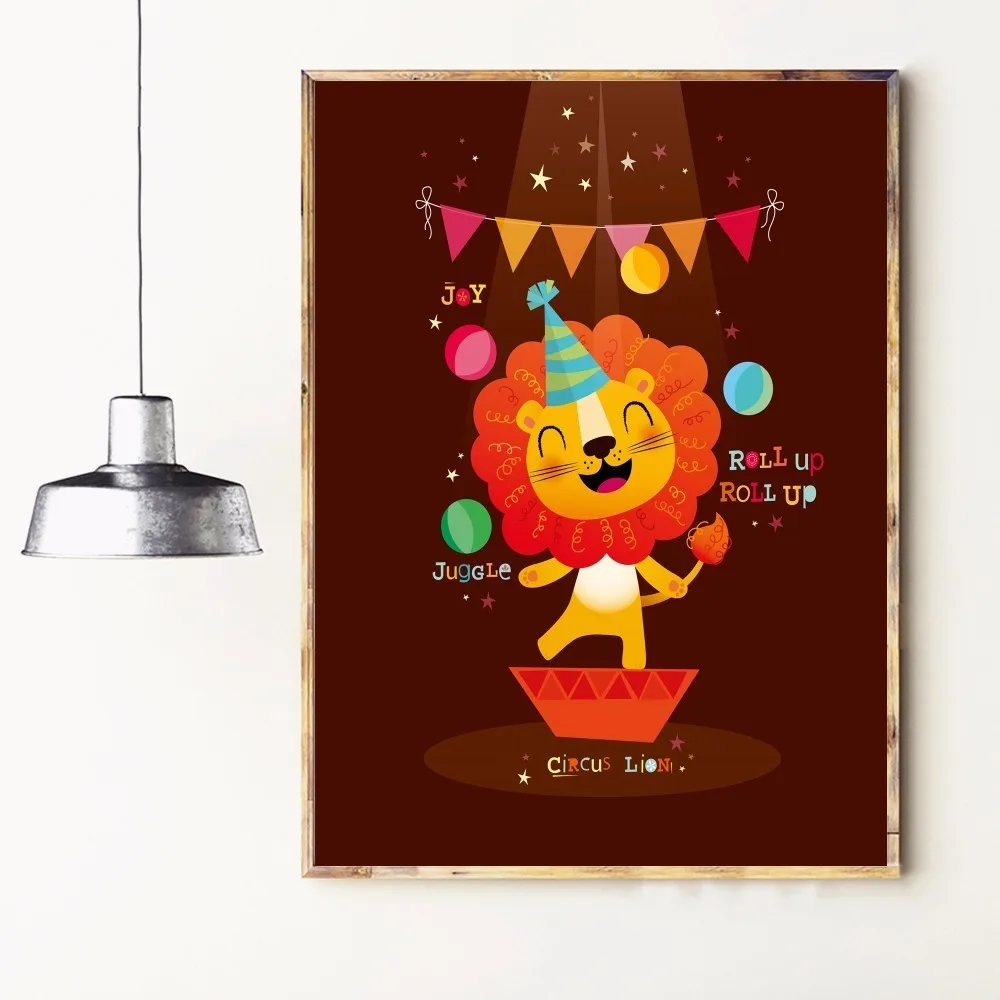 Fun Lion Cartoon Artwork Posters and Prints Wall art Decorative Picture Canvas Painting For Living Room Home Decor Unframed | Дом и сад