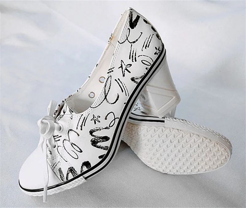 New Women Pumps Shoes Brand Designer Classic Casual Women Print 6CM8CM High-Heeled Shoes Lace-Up High Top Lady Shoes High Heels (17)