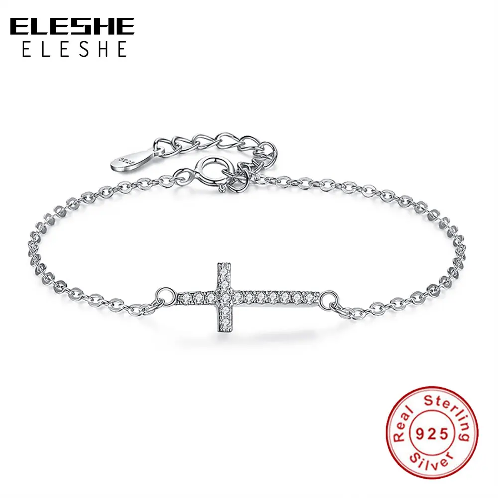 ELESHE Fashion 925 Sterling Silver Bracelets for Women Zirconia Crystal Cross Charm Bracelet Adjustable Chain Link Jewelry Gift
ELESHE Fashion 925 Sterling Silver Bracelets for Women Zirconia Crystal Cross Charm Bracelet Adjustable Chain Link Jewelry Gift