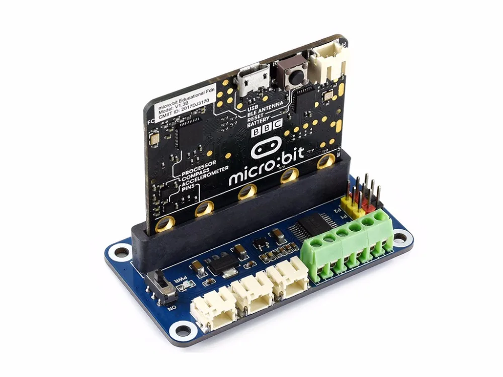 Driver Breakout for micro:bit, drives motors and servos Ability to drive two channel DC motors and three channel servos
Driver Breakout for micro:bit, drives motors and servos Ability to drive two channel DC motors and three channel servos