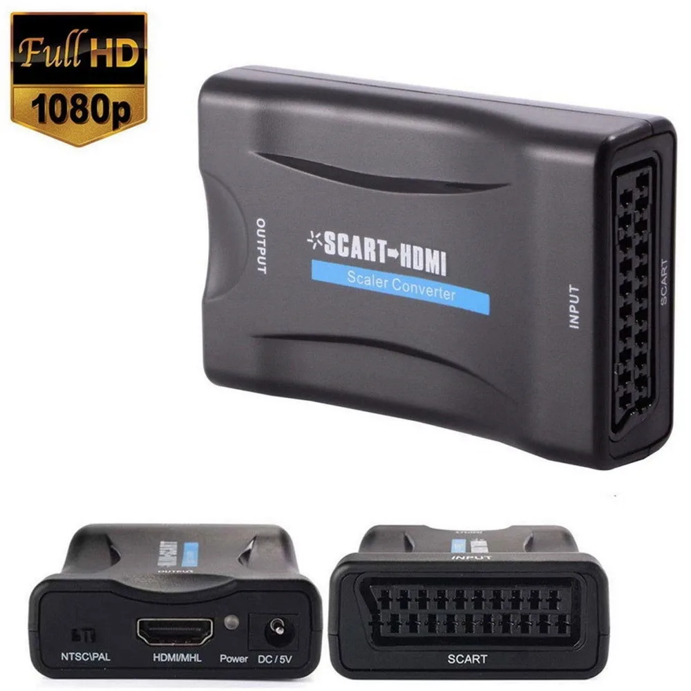 1080P SCART To HDMI Converter Video Audio Upscale Signal Adapter Converters With Charging Adapter Cable for Sky Box DVD STB
1080P SCART To HDMI Converter Video Audio Upscale Signal Adapter Converters With Charging Adapter Cable for Sky Box DVD STB