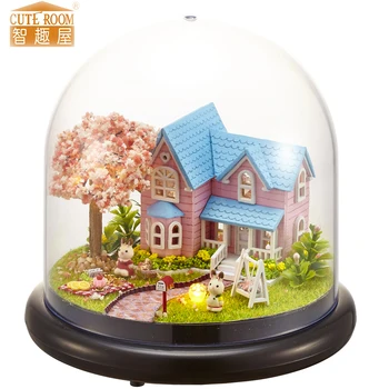 Furniture DIY Doll House Wodden Miniatura Doll Houses Furniture Kit Glass Cover Assemble Dollhouse Toys For Children gift B16
Furniture DIY Doll House Wodden Miniatura Doll Houses Furniture Kit Glass Cover Assemble Dollhouse Toys For Children gift B16