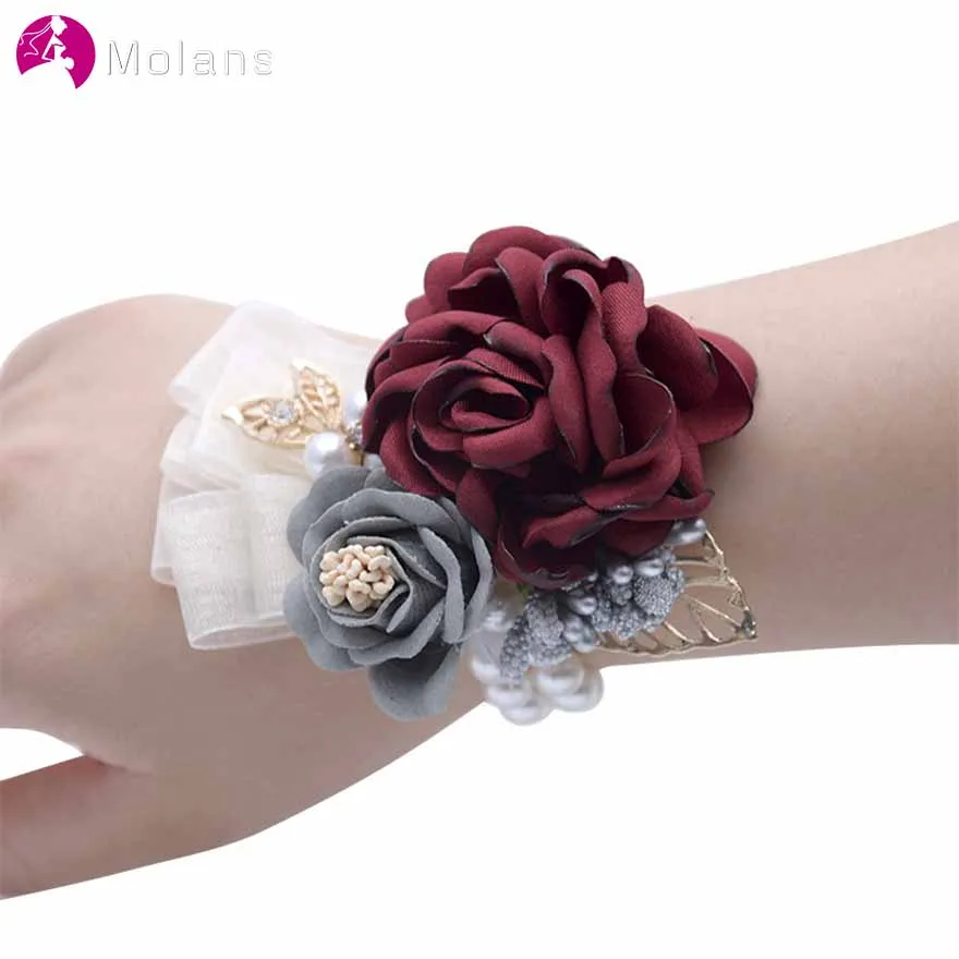 MOLANS 2019 Bridal Wedding Bridesmaid Wrist Flower Pearl Fabric Floral Golden Leaf Corsage Bracelet for Wedding Prom Accessories
MOLANS 2019 Bridal Wedding Bridesmaid Wrist Flower Pearl Fabric Floral Golden Leaf Corsage Bracelet for Wedding Prom Accessories