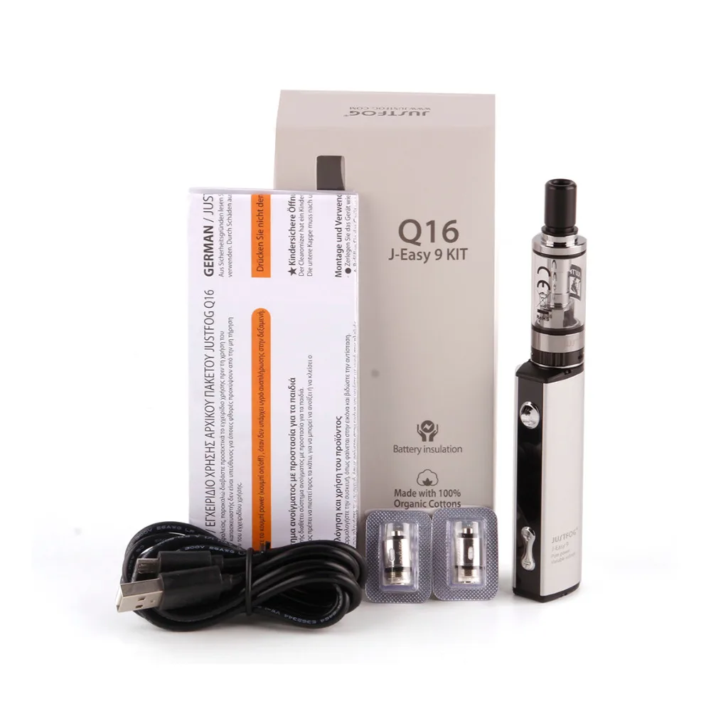 Original Justfog Q16 Starter Kit 900mah Battery Mod & 2ml Elektronik Sigara Clearomizer Tank & 5pcs Q16 Coil Vape pen Vapor Kit