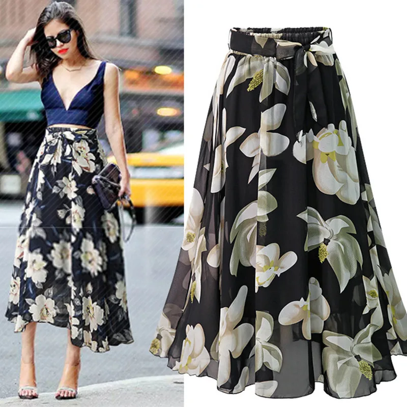 New Summer Style Women Skirts Plus Size Fashion Bow Lace -Up Big Hem Print Flowers Chiffon Skirt For Women Larger Midiskirts 5XL
New Summer Style Women Skirts Plus Size Fashion Bow Lace -Up Big Hem Print Flowers Chiffon Skirt For Women Larger Midiskirts 5XL