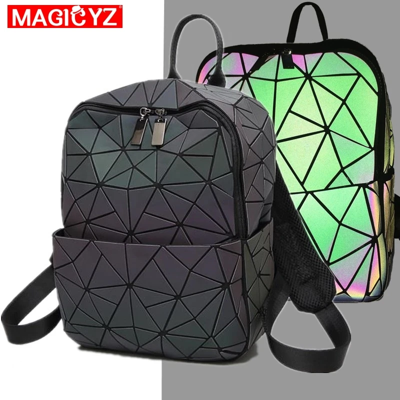 MAGICYZ Hologram geometric diamond checkered backpack luminous travel men and women backpack pvc laser holographic sac a dos
MAGICYZ Hologram geometric diamond checkered backpack luminous travel men and women backpack pvc laser holographic sac a dos