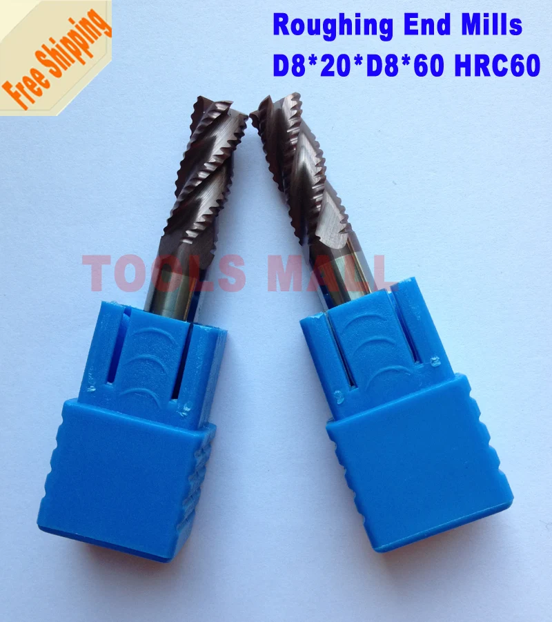 Free Shipping-3pcs of 8mm Roughing End Mills 3 flutes HRC60 Milling cutters CNC EndMill Tools Carbide router bits