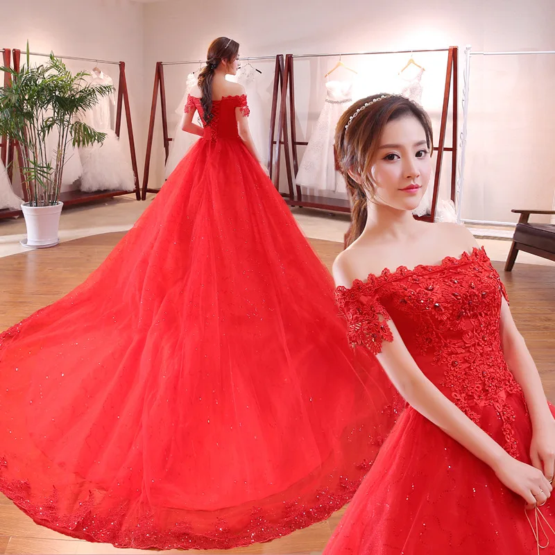 Elegant White red short Sleeve ball gown Wedding Dresses Sexy boat Neck Bridal Dress Appliques Lace beaded Wedding Gowns
Elegant White red short Sleeve ball gown Wedding Dresses Sexy boat Neck Bridal Dress Appliques Lace beaded Wedding Gowns