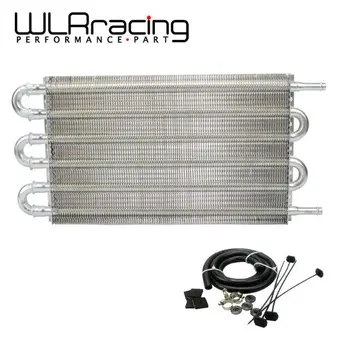WLR 6 ROW UNIVERSAL 304X190.5X19.05 ALUMINUM REMOTE TRANSMISSION OIL COOLER KIT/AUTO-MANUAL RADIATOR CONVERTER WLR4123
