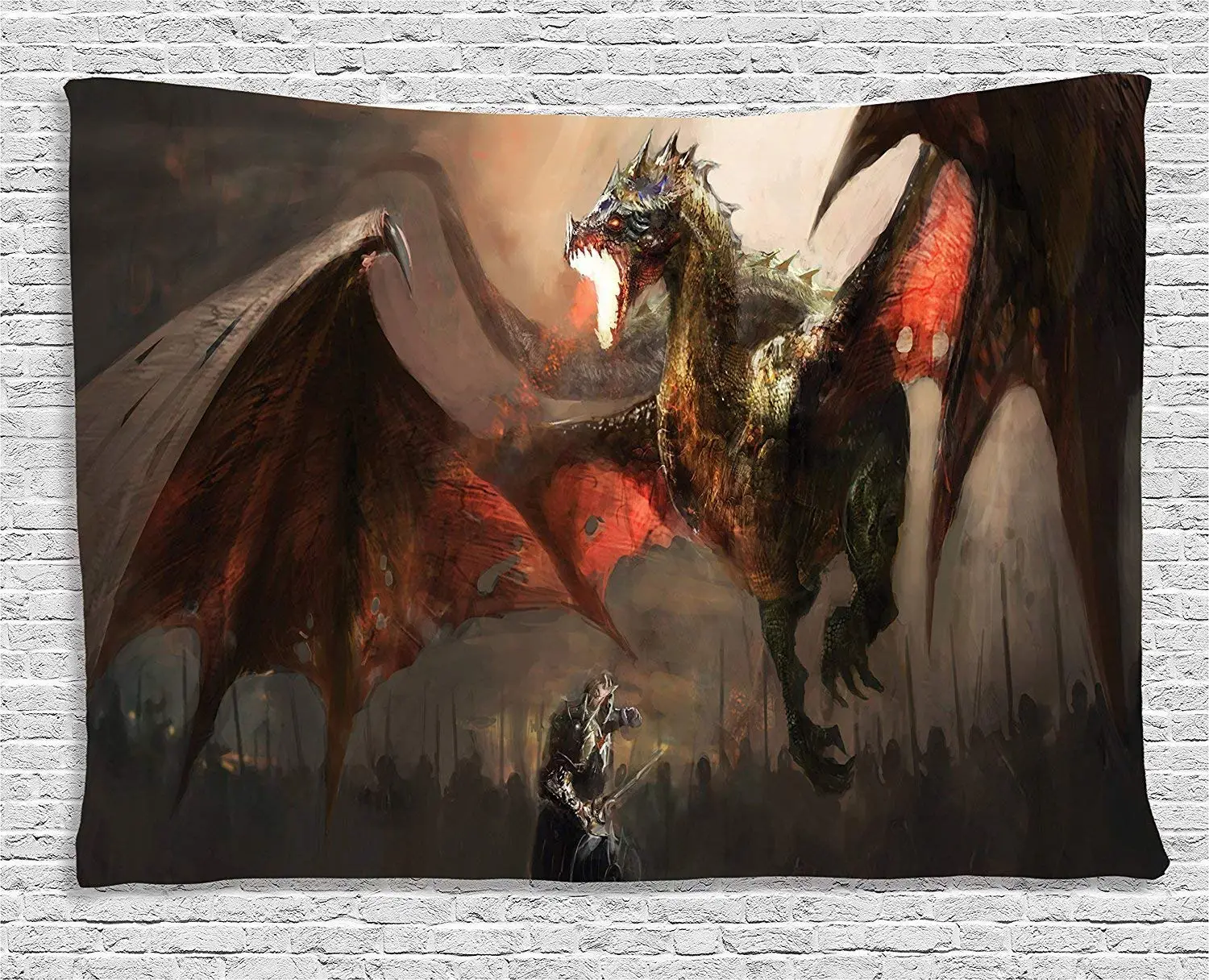 Dragon Decor Medieval Knight Fighting Against the Fearful Dragon Spits Fire Fiction Monster Themed Dorm Wall Hanging Tapestry
Dragon Decor Medieval Knight Fighting Against the Fearful Dragon Spits Fire Fiction Monster Themed Dorm Wall Hanging Tapestry