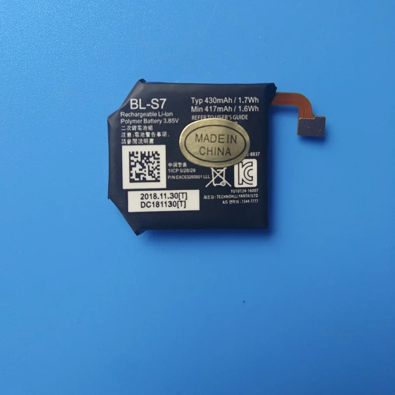 Battery for LG BL-S7 Watch BLS7 New Li-Po Li polymer Rechargeable Bateria Pack Replacement 3.85V 430mAh Track Code
Battery for LG BL-S7 Watch BLS7 New Li-Po Li polymer Rechargeable Bateria Pack Replacement 3.85V 430mAh Track Code