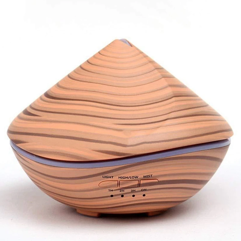 

500Ml Aromatherapy Air Humidifier Aroma Essential Oil Diffuser With Wood Grain 7 Color Changing Led Lights For Office Home Eu